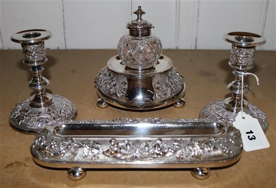 Late Victorian 4 piece desk set